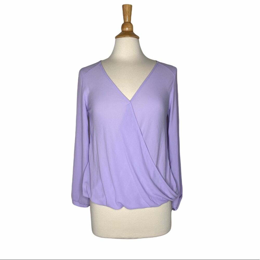 Light Purple Cross Over Long Sleeve Blouse D23